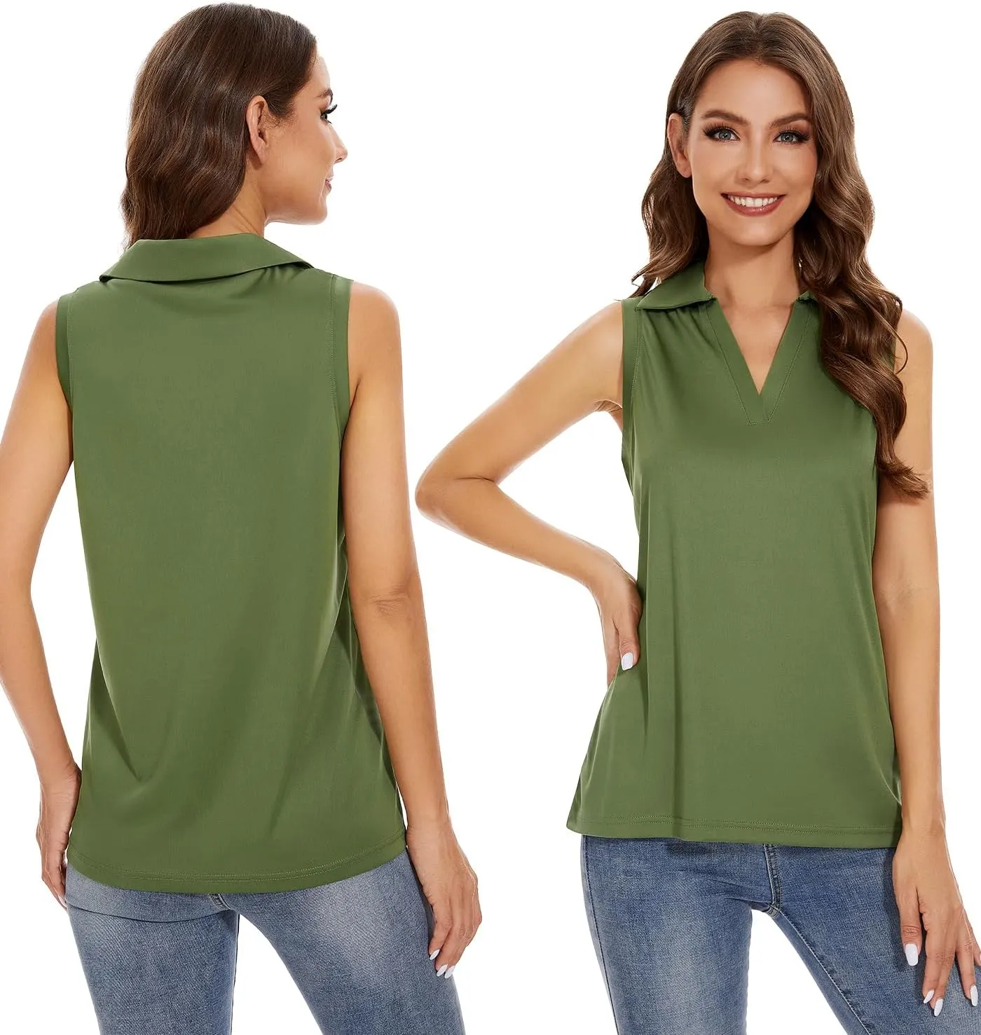 Ullnoy Women's Lightweight Polos Tops Sleeveless Golf Polo Shirt for Women Moisture Wicking Activewear Polos Tops Pack