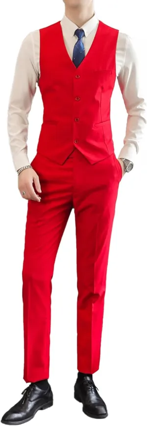 UNINUKOO Mens Suits 2 Piece Formal Suit Vest Pants with Tie Slim Fit Suits for Men Wedding Prom Tuxedo Dress Suit Set