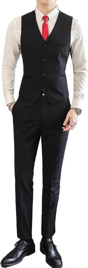 UNINUKOO Mens Suits 2 Piece Formal Suit Vest Pants with Tie Slim Fit Suits for Men Wedding Prom Tuxedo Dress Suit Set