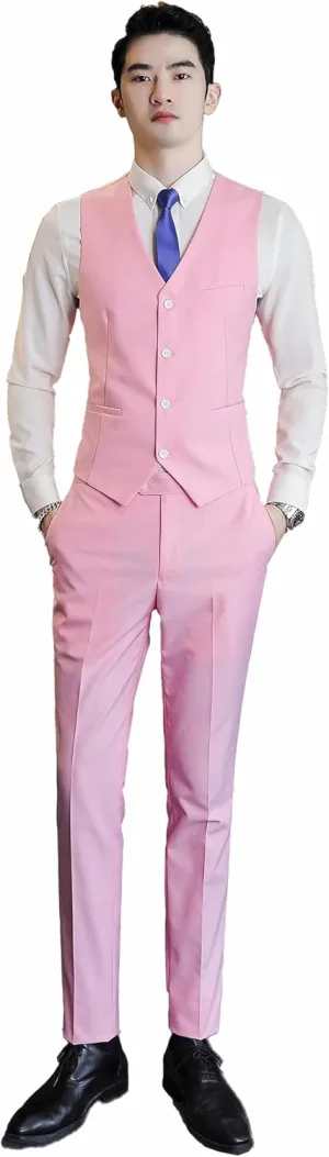 UNINUKOO Mens Suits 2 Piece Formal Suit Vest Pants with Tie Slim Fit Suits for Men Wedding Prom Tuxedo Dress Suit Set