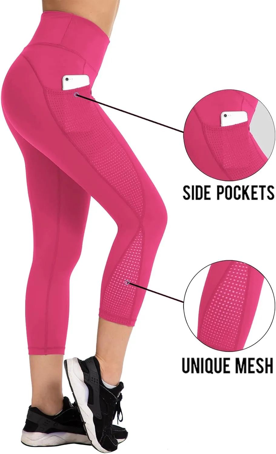 UURUN High Waisted Leggings for Women,Yoga Pants with Pockets, Tummy Control, Squat Proof, for Workout, Running