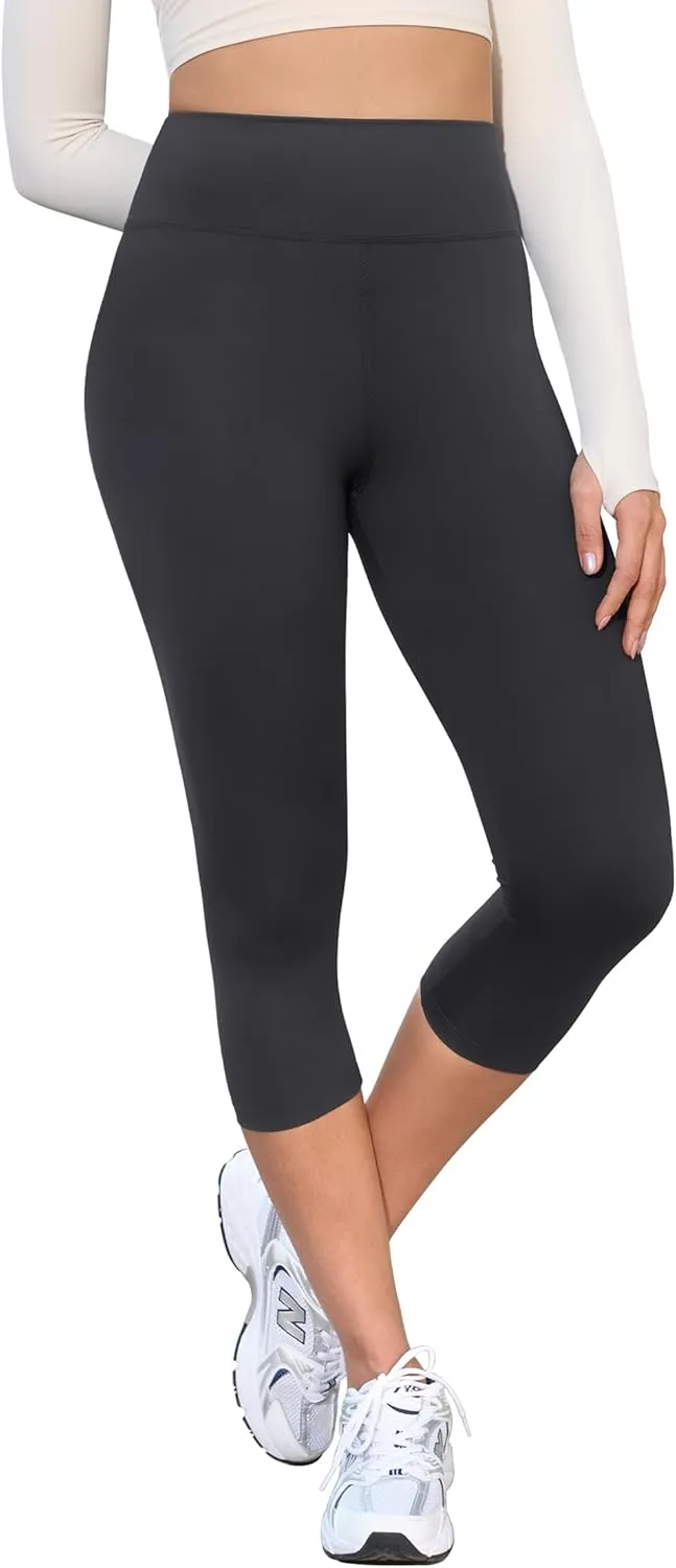 VALANDY Creamlush 4 Pack Capri Leggings for Women-High Waisted Stretchy Soft Yoga Lounge Pants(S-3XL)
