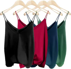 Van Royal Womens Camisole Tops Tees Tank Ladies Cami Tops Soft Satin Sexy V Neck Crop Top Elegant