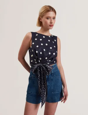 Veiraa Knot Detail Sleeveless Top Navy