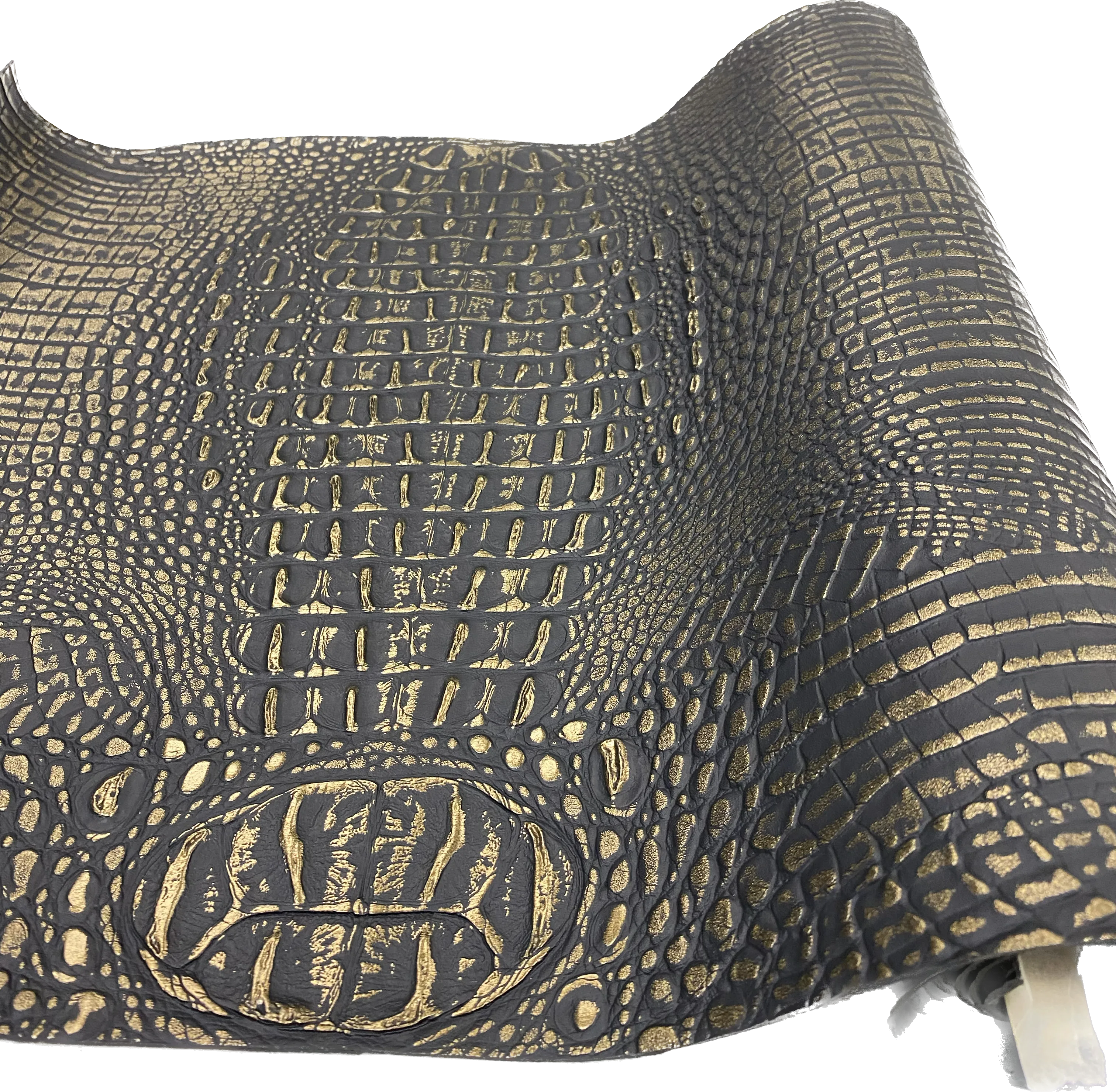 Vintage Gold Metallic Caiman Gator Vinyl / 30 Yard Roll