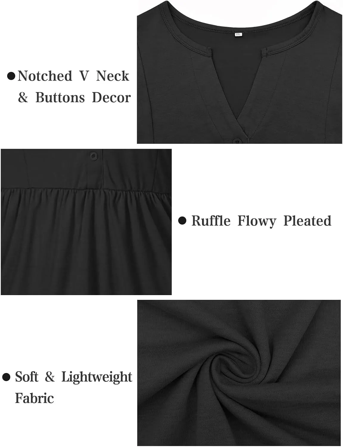 VISLILY Womens-Plus-Size-Sleeveless-Henley-Shirts Casual V Neck Summer Tank Tops Flowy Pleated Tunics Cute Buttons Up Blouses