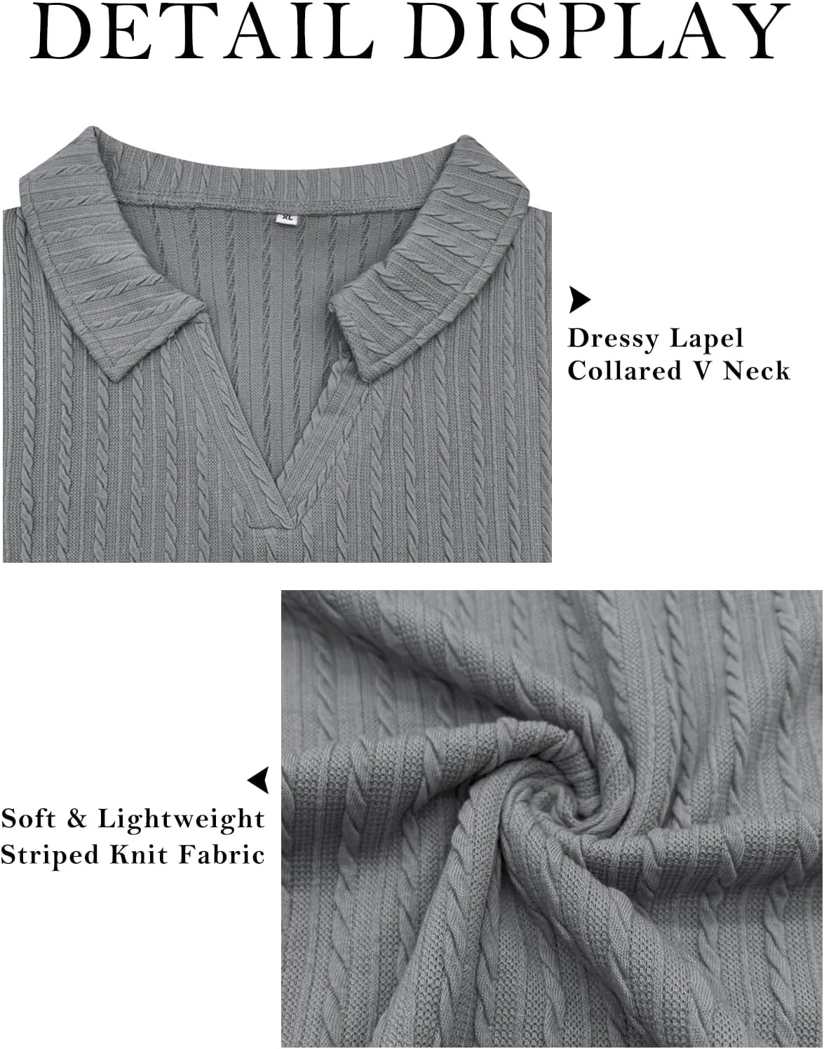 VISLILY Womens-Plus-Size-Tops-2025 Polo V Neck Shirts Lapel Collared Work Blouses Casual Long Sleeve Knit Tunics XL-5XL