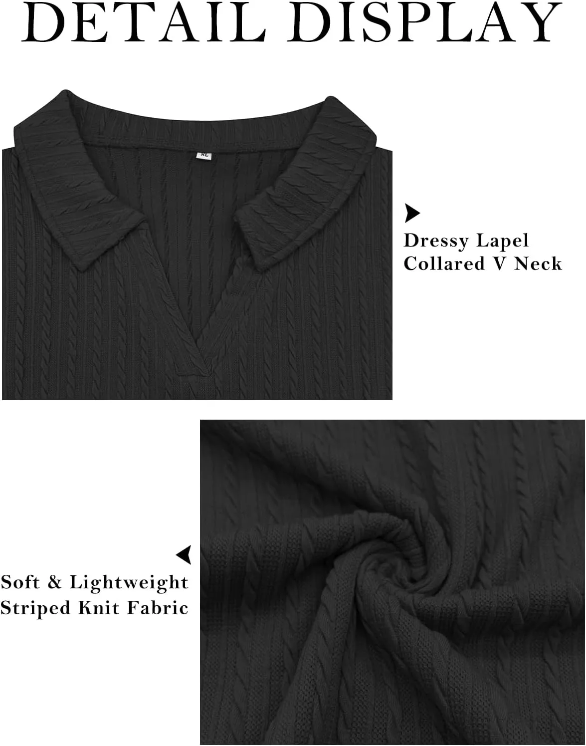 VISLILY Womens-Plus-Size-Tops-2025 Polo V Neck Shirts Lapel Collared Work Blouses Casual Long Sleeve Knit Tunics XL-5XL