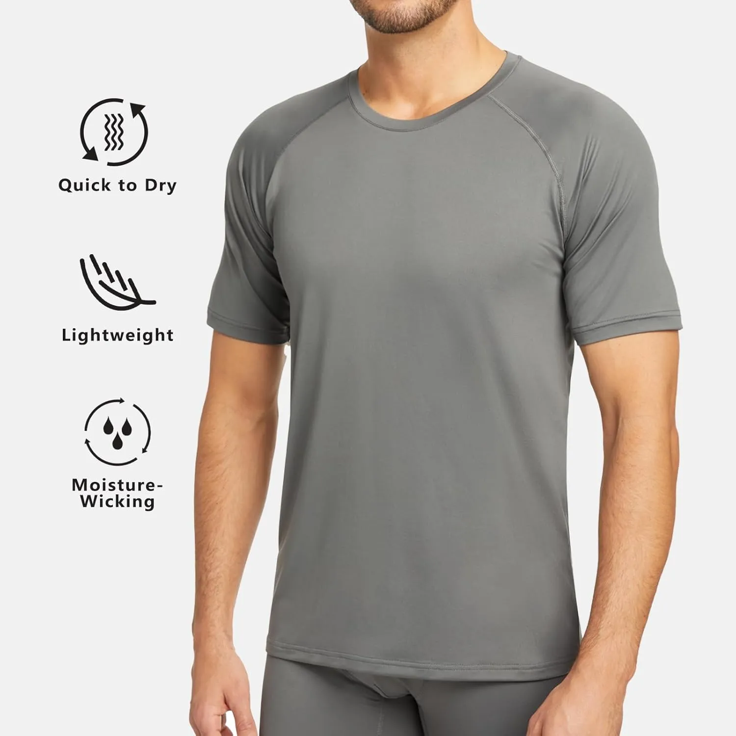WOLVERINE Men's Undershirts Tagless Lightweight Soft T-Shirts Moisture-Wicking Crew Neck Tees for Men Short Sleeve, 3-Pack