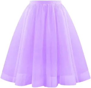 Women Knee Length Tutu Skirt A-line Pleated Tulle Skirts Princess Evening Gown Elastic Prom Wedding Party Skirt