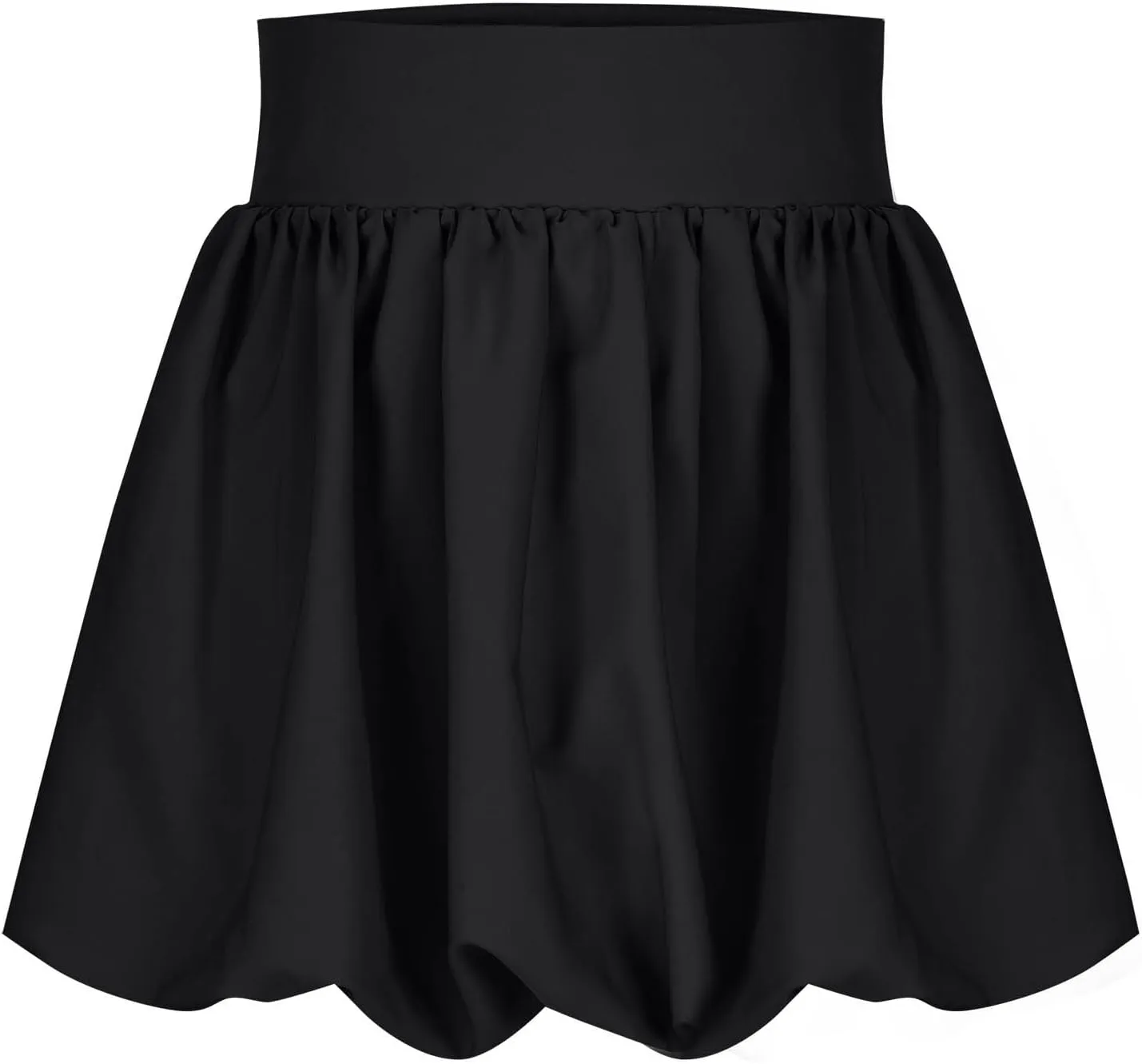 Womens Bubble Mini Skirt Y2k Solid Color Ruffle Hem Pleated Short Puffball Balloon Short Skirts Party Clubwear