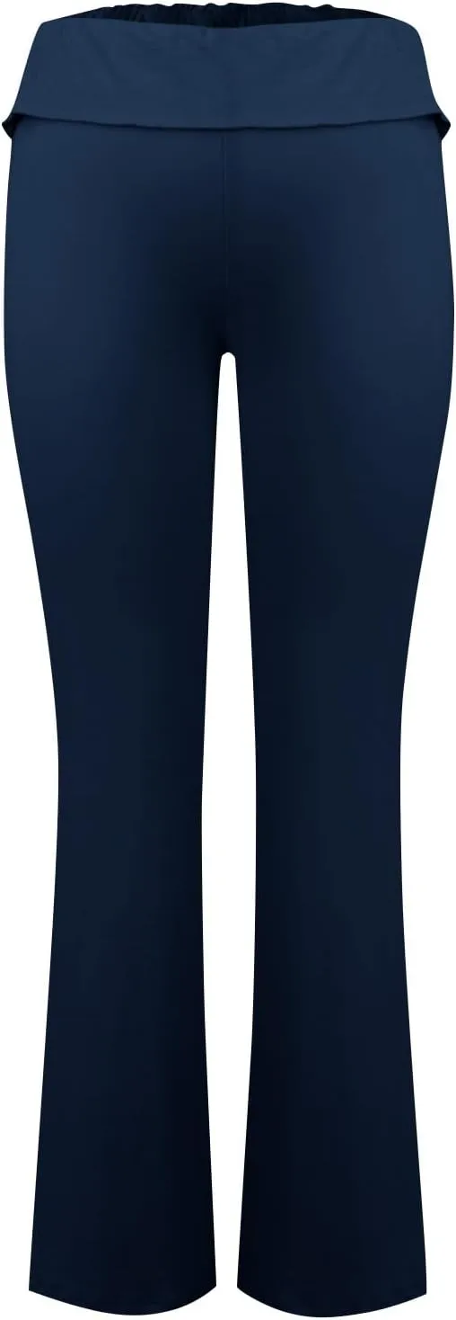 Womens Flare Leggings Fold Over Yoga Pants Y2K Low Rise Wide Leg Sweatpants Bell Bottom Buttery Soft Cotton Leggings