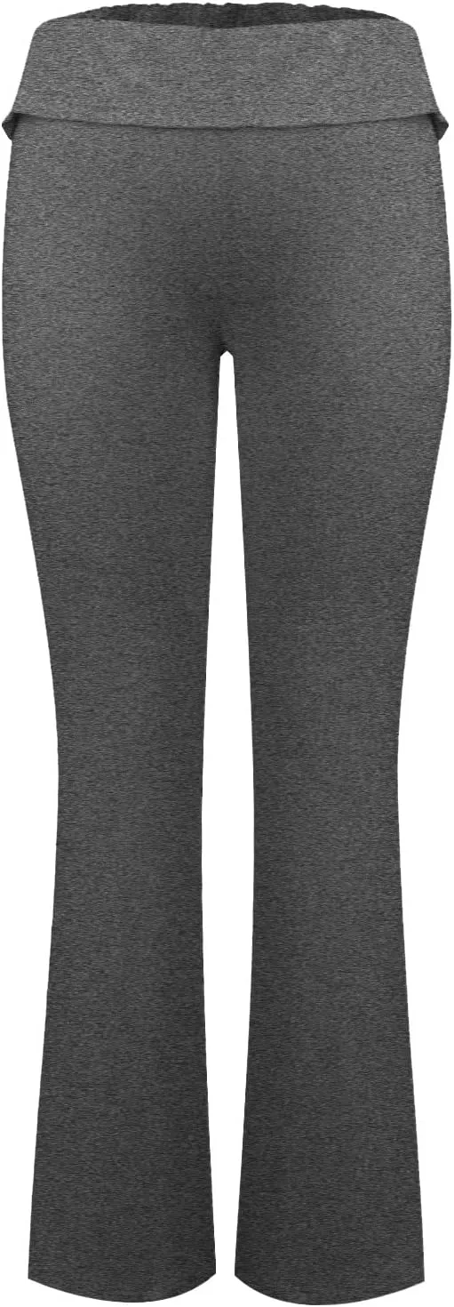 Womens Flare Leggings Fold Over Yoga Pants Y2K Low Rise Wide Leg Sweatpants Bell Bottom Buttery Soft Cotton Leggings