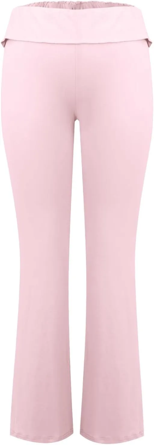 Womens Flare Leggings Fold Over Yoga Pants Y2K Low Rise Wide Leg Sweatpants Bell Bottom Buttery Soft Cotton Leggings