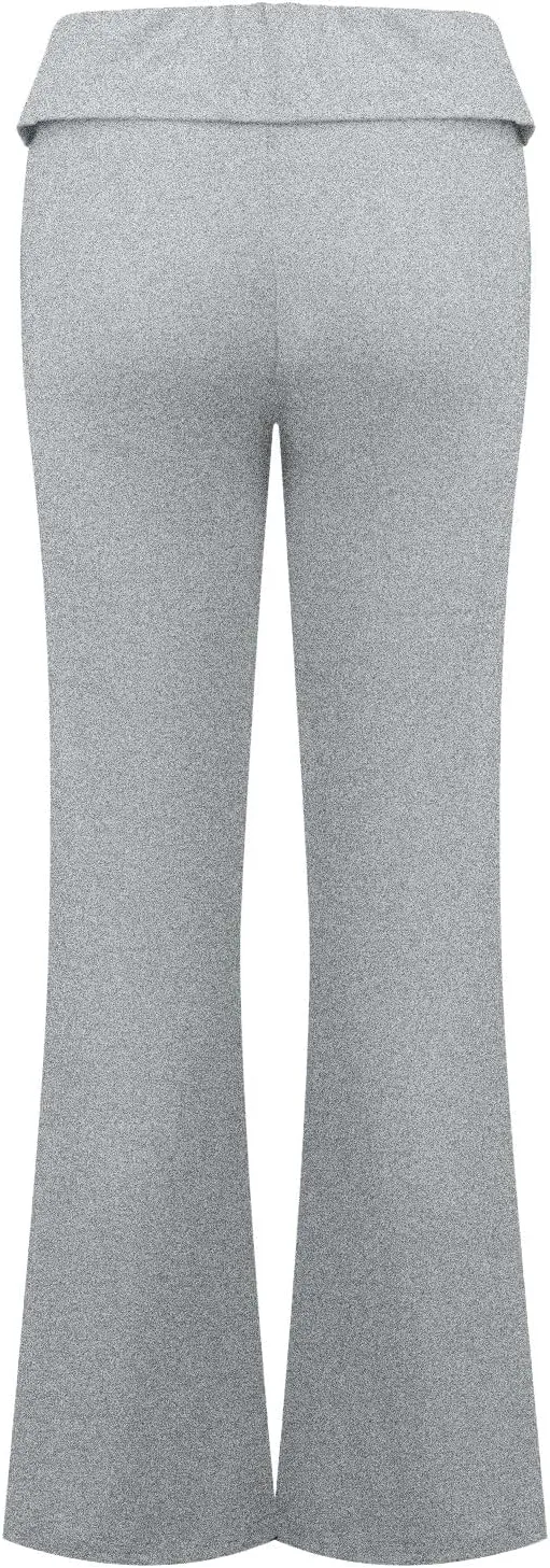 Womens Flare Leggings Fold Over Yoga Pants Y2K Low Rise Wide Leg Sweatpants Bell Bottom Buttery Soft Cotton Leggings