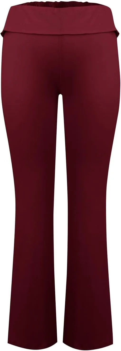 Womens Flare Leggings Fold Over Yoga Pants Y2K Low Rise Wide Leg Sweatpants Bell Bottom Buttery Soft Cotton Leggings