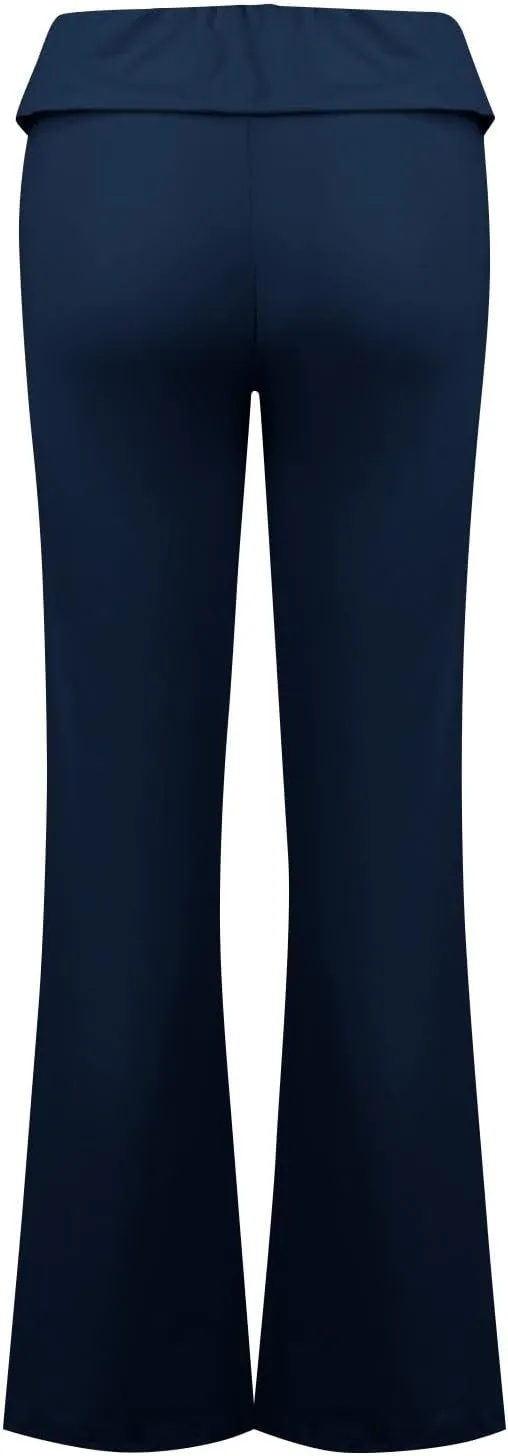 Womens Flare Leggings Fold Over Yoga Pants Y2K Low Rise Wide Leg Sweatpants Bell Bottom Buttery Soft Cotton Leggings