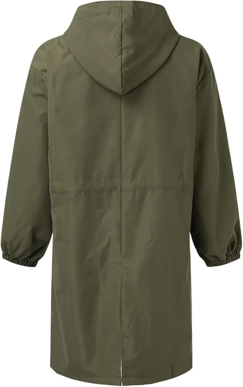 Women's Mid Length Trench Coat, Classic Lapel Windproof Single Breasted Hooded Trenchcoats Knee Length Coats for Women