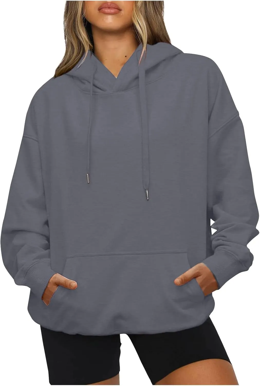 Womens Oversized Hoodies Fleece Sweatshirts Long Sleeve Drawstring Sweaters Pullover Fall Winter Clothes with Pocket
