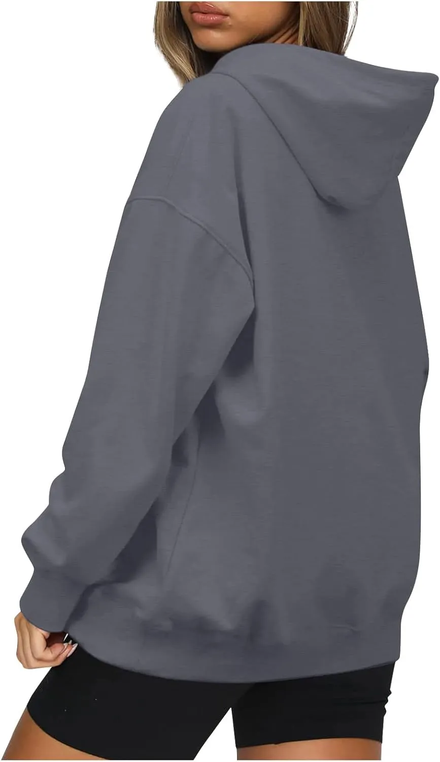 Womens Oversized Hoodies Fleece Sweatshirts Long Sleeve Drawstring Sweaters Pullover Fall Winter Clothes with Pocket