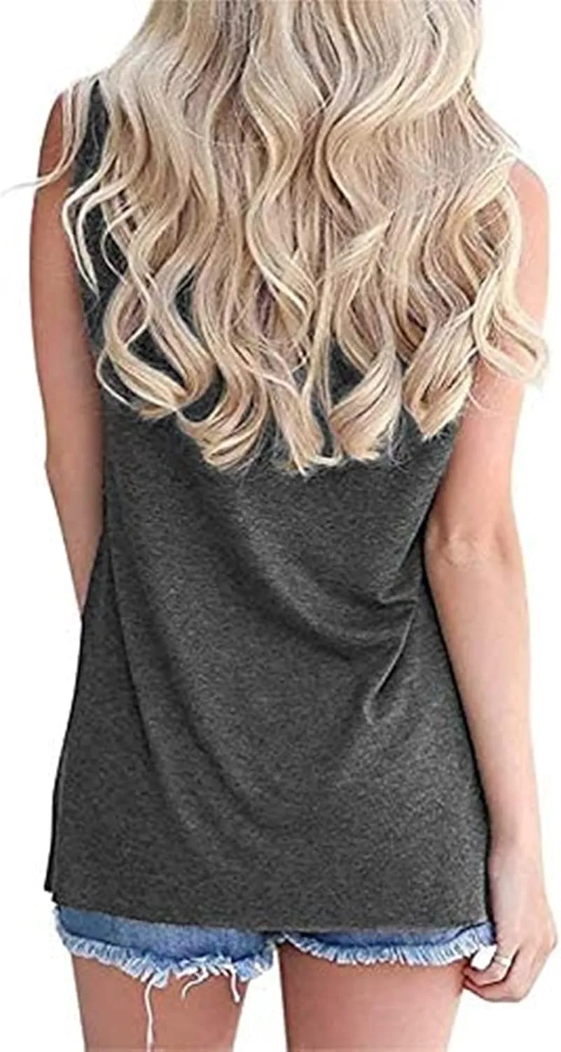 Womens Summer Tank Tops Twist Knot Casual Sleeveless Shirts Blouses Loose Fit Flowy Tunics Tops