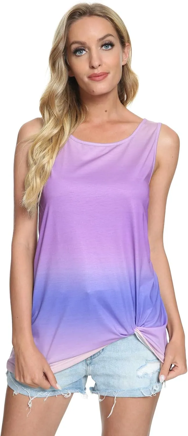 Womens Summer Tank Tops Twist Knot Casual Sleeveless Shirts Blouses Loose Fit Flowy Tunics Tops