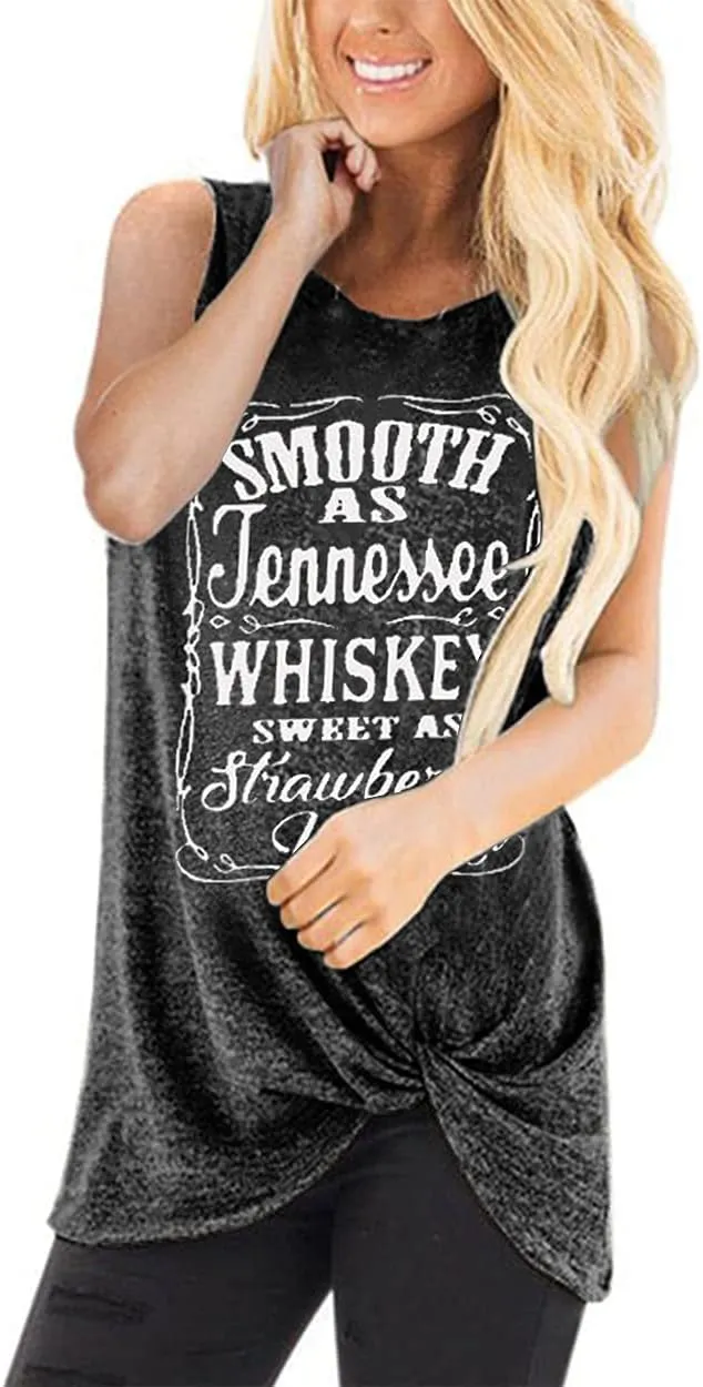 Womens Summer Tank Tops Twist Knot Casual Sleeveless Shirts Blouses Loose Fit Flowy Tunics Tops