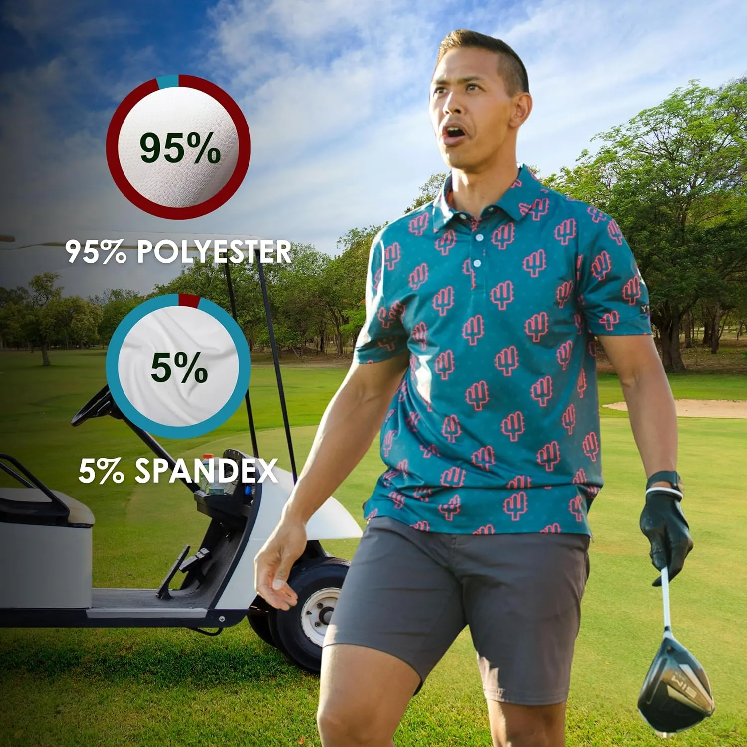 YATTA GOLF - Mens Golf Shirt Moisture Wicking Quick-Dry Short Sleeve - Standout Performance Casual Polo Shirts for Men