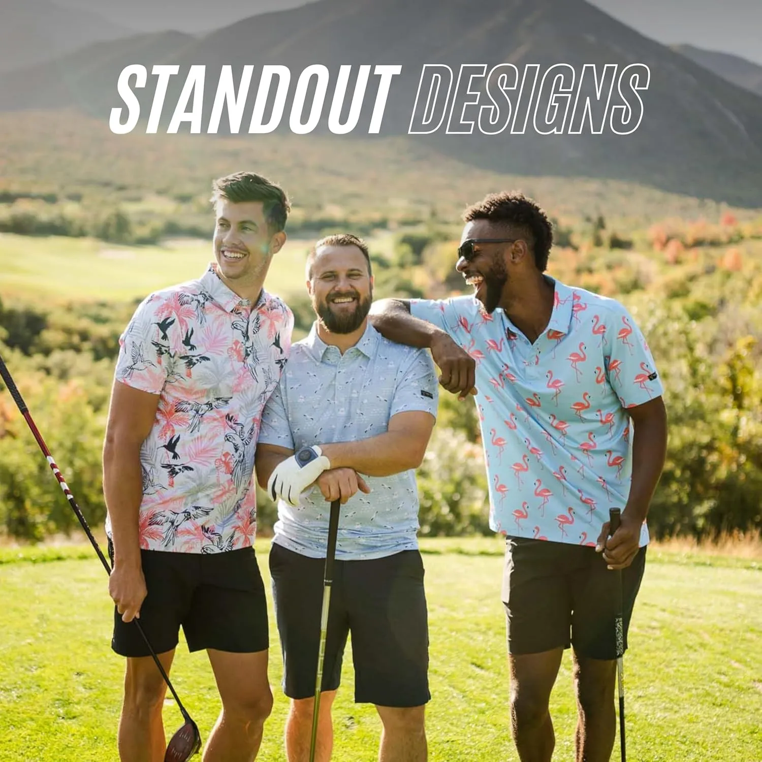 YATTA GOLF - Mens Golf Shirt Moisture Wicking Quick-Dry Short Sleeve - Standout Performance Casual Polo Shirts for Men