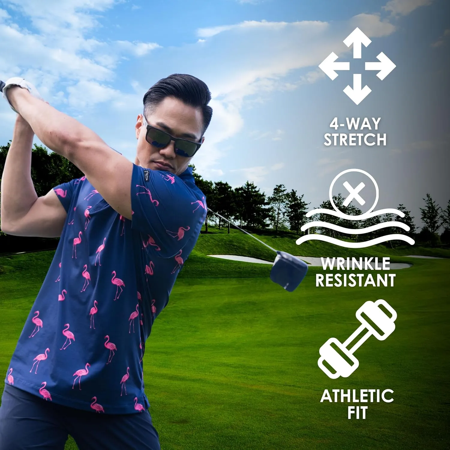 YATTA GOLF - Mens Golf Shirt Moisture Wicking Quick-Dry Short Sleeve - Standout Performance Casual Polo Shirts for Men