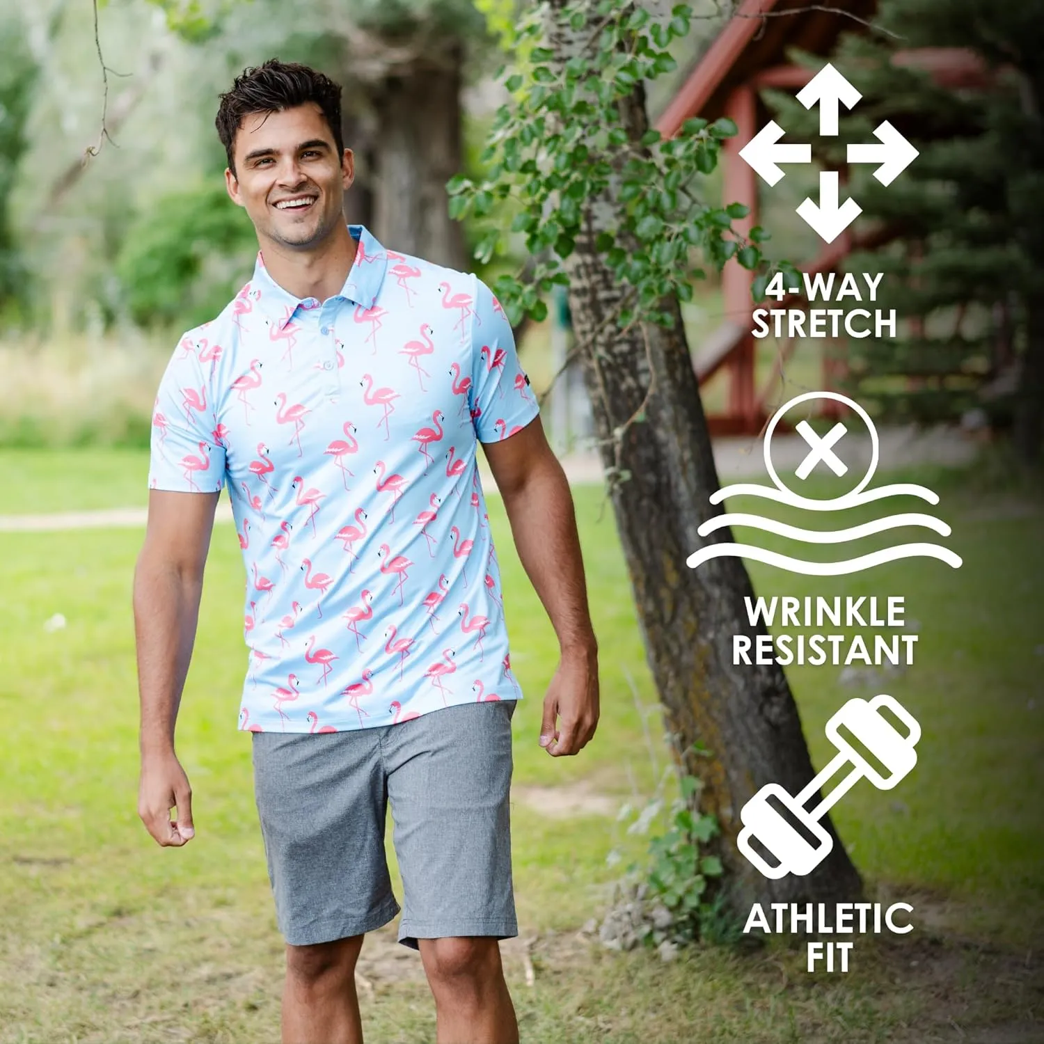 YATTA GOLF - Mens Golf Shirt Moisture Wicking Quick-Dry Short Sleeve - Standout Performance Casual Polo Shirts for Men