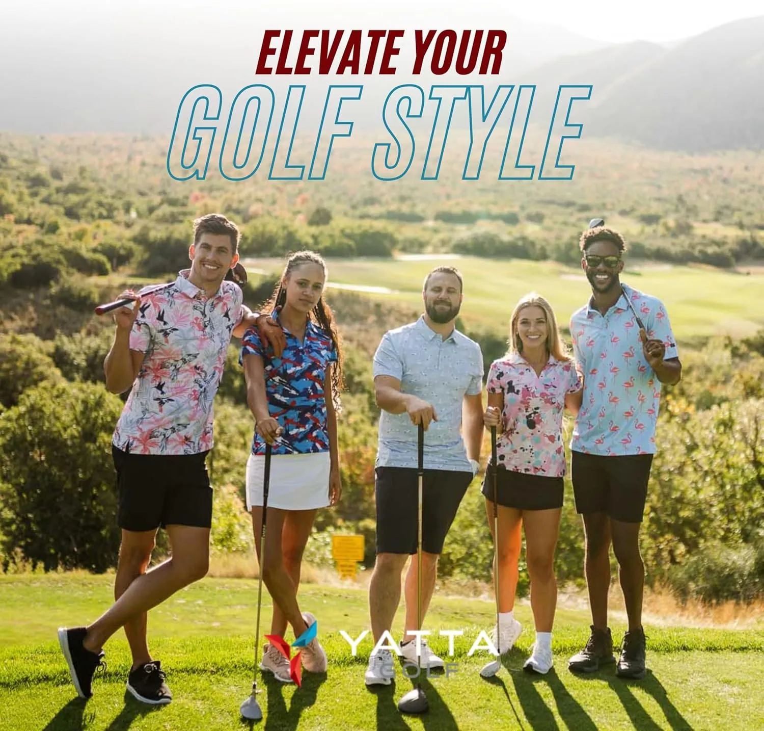 YATTA GOLF - Mens Golf Shirt Moisture Wicking Quick-Dry Short Sleeve - Standout Performance Casual Polo Shirts for Men