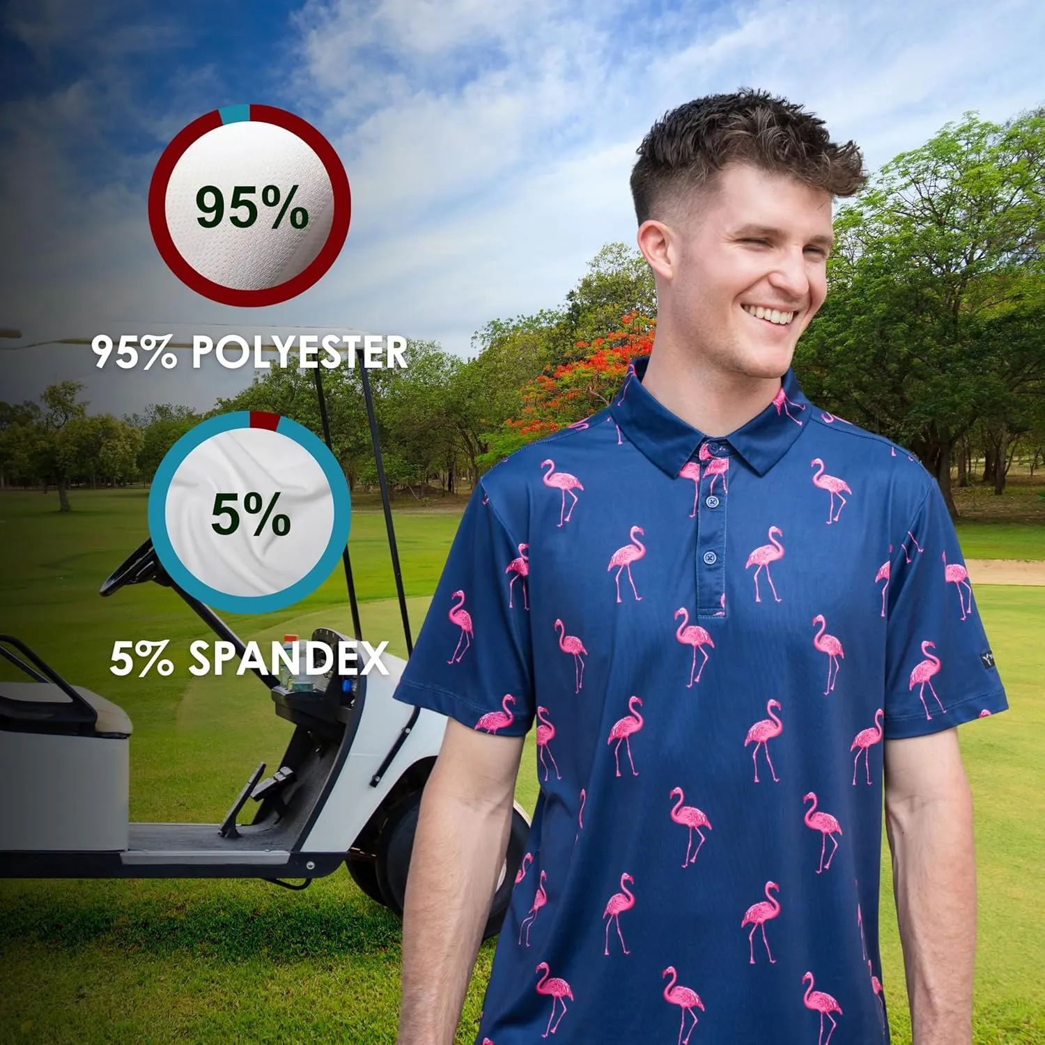 YATTA GOLF - Mens Golf Shirt Moisture Wicking Quick-Dry Short Sleeve - Standout Performance Casual Polo Shirts for Men