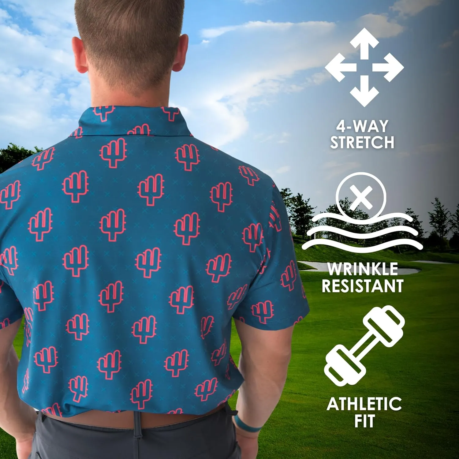 YATTA GOLF - Mens Golf Shirt Moisture Wicking Quick-Dry Short Sleeve - Standout Performance Casual Polo Shirts for Men