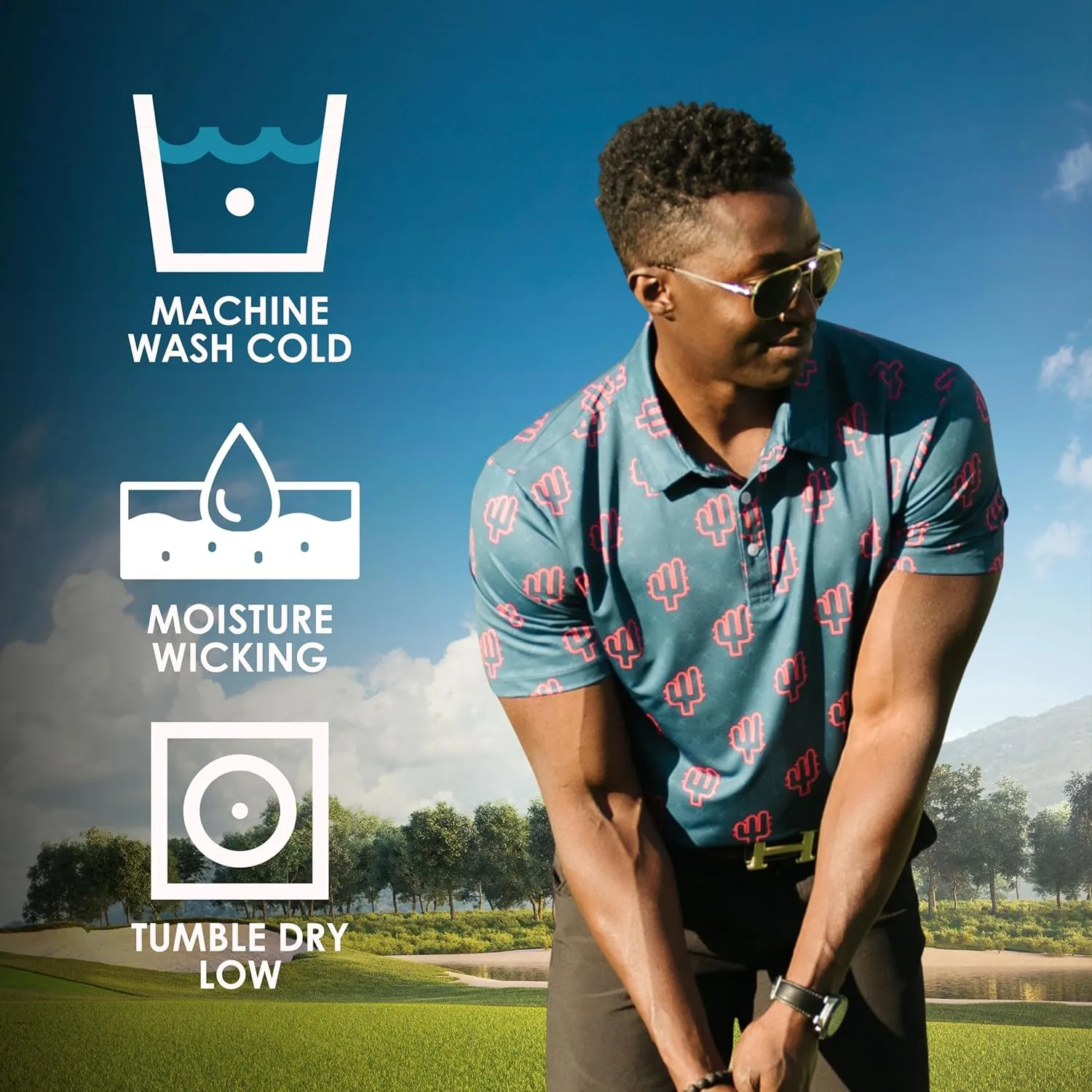 YATTA GOLF - Mens Golf Shirt Moisture Wicking Quick-Dry Short Sleeve - Standout Performance Casual Polo Shirts for Men
