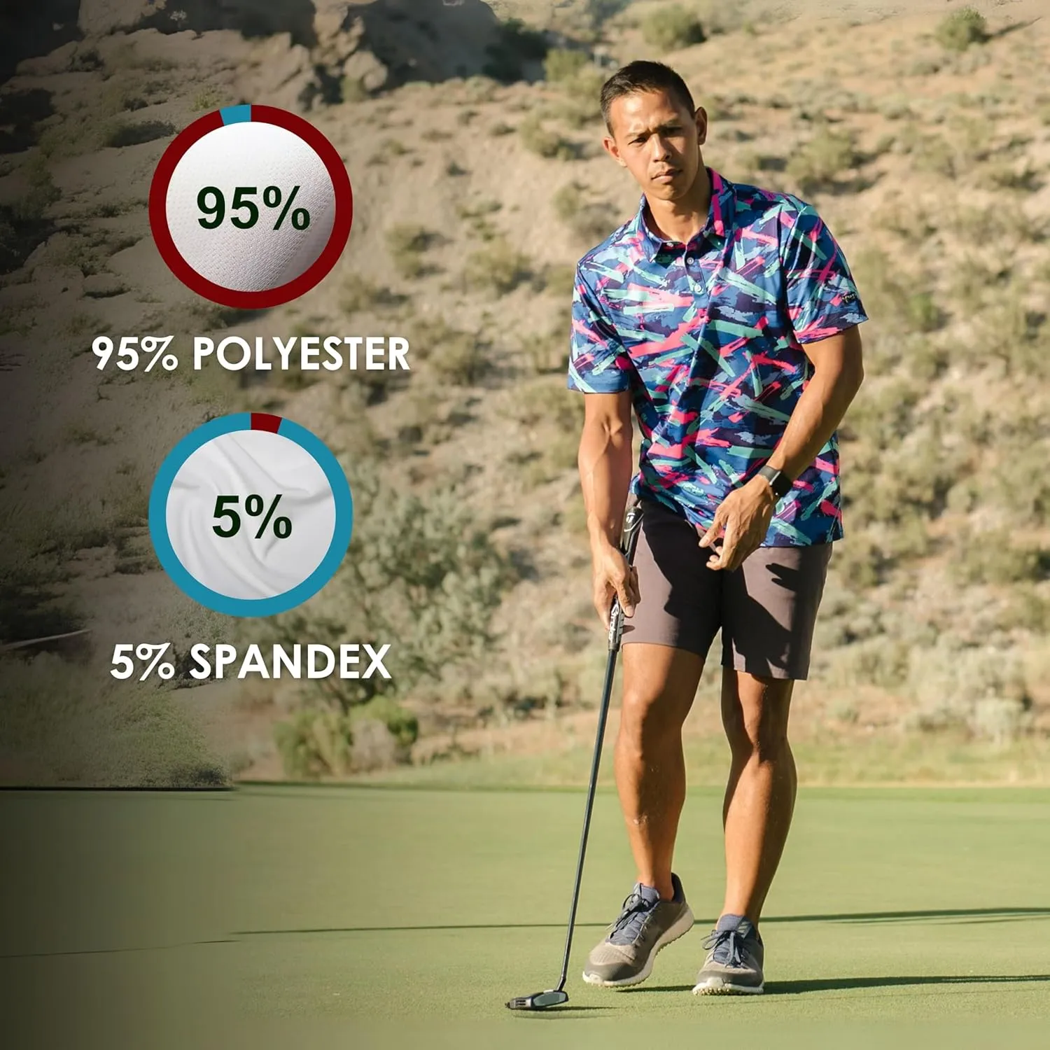 YATTA GOLF - Mens Golf Shirt Moisture Wicking Quick-Dry Short Sleeve - Standout Performance Casual Polo Shirts for Men
