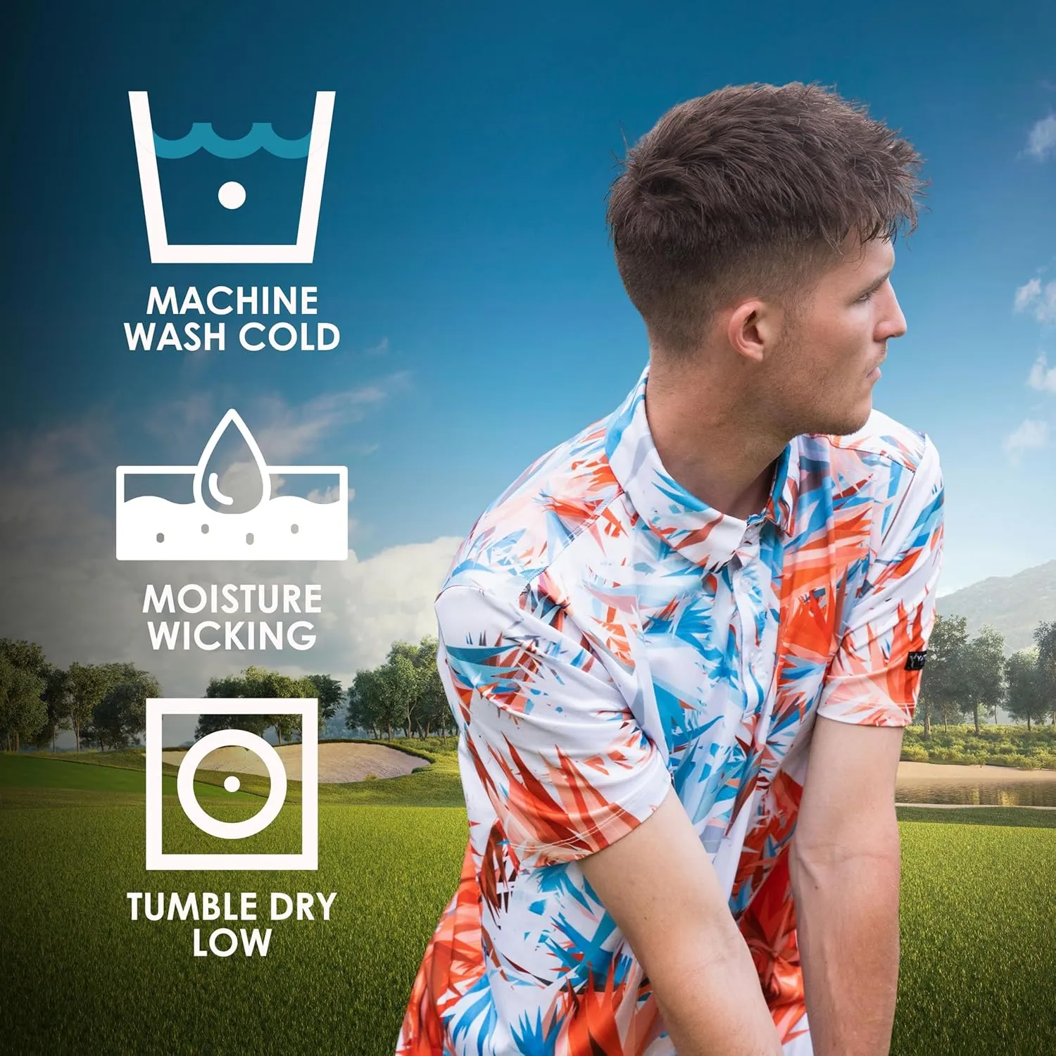 YATTA GOLF - Mens Golf Shirt Moisture Wicking Quick-Dry Short Sleeve - Standout Performance Casual Polo Shirts for Men