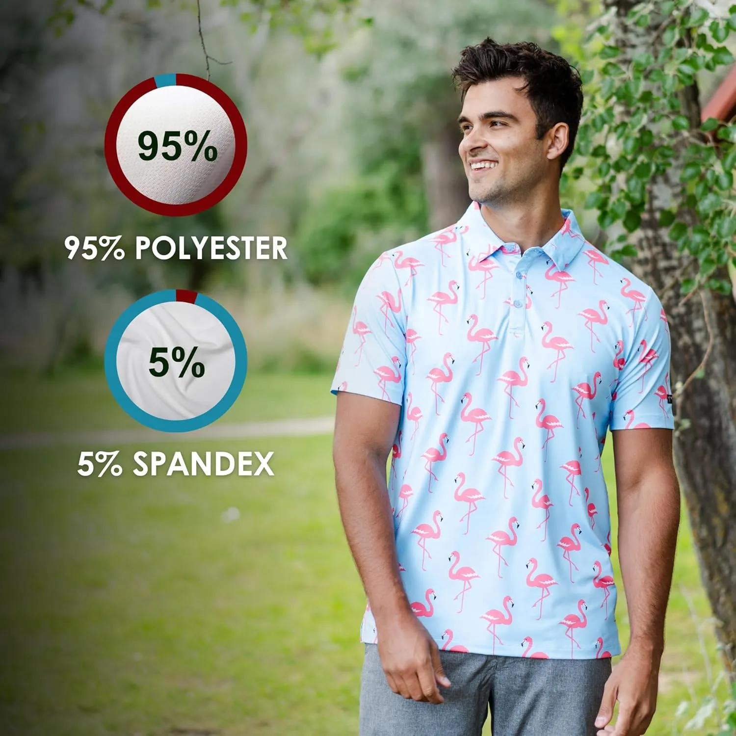 YATTA GOLF - Mens Golf Shirt Moisture Wicking Quick-Dry Short Sleeve - Standout Performance Casual Polo Shirts for Men