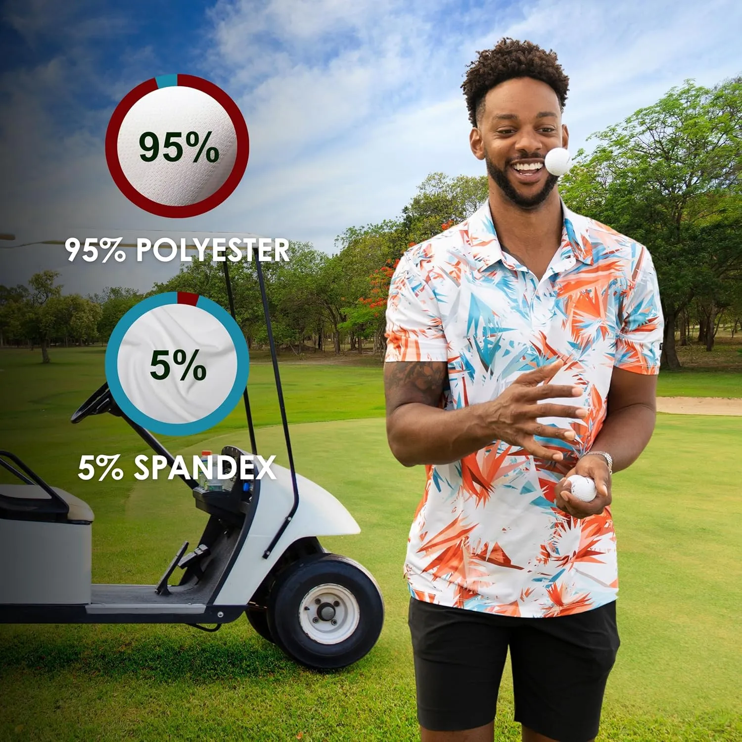YATTA GOLF - Mens Golf Shirt Moisture Wicking Quick-Dry Short Sleeve - Standout Performance Casual Polo Shirts for Men