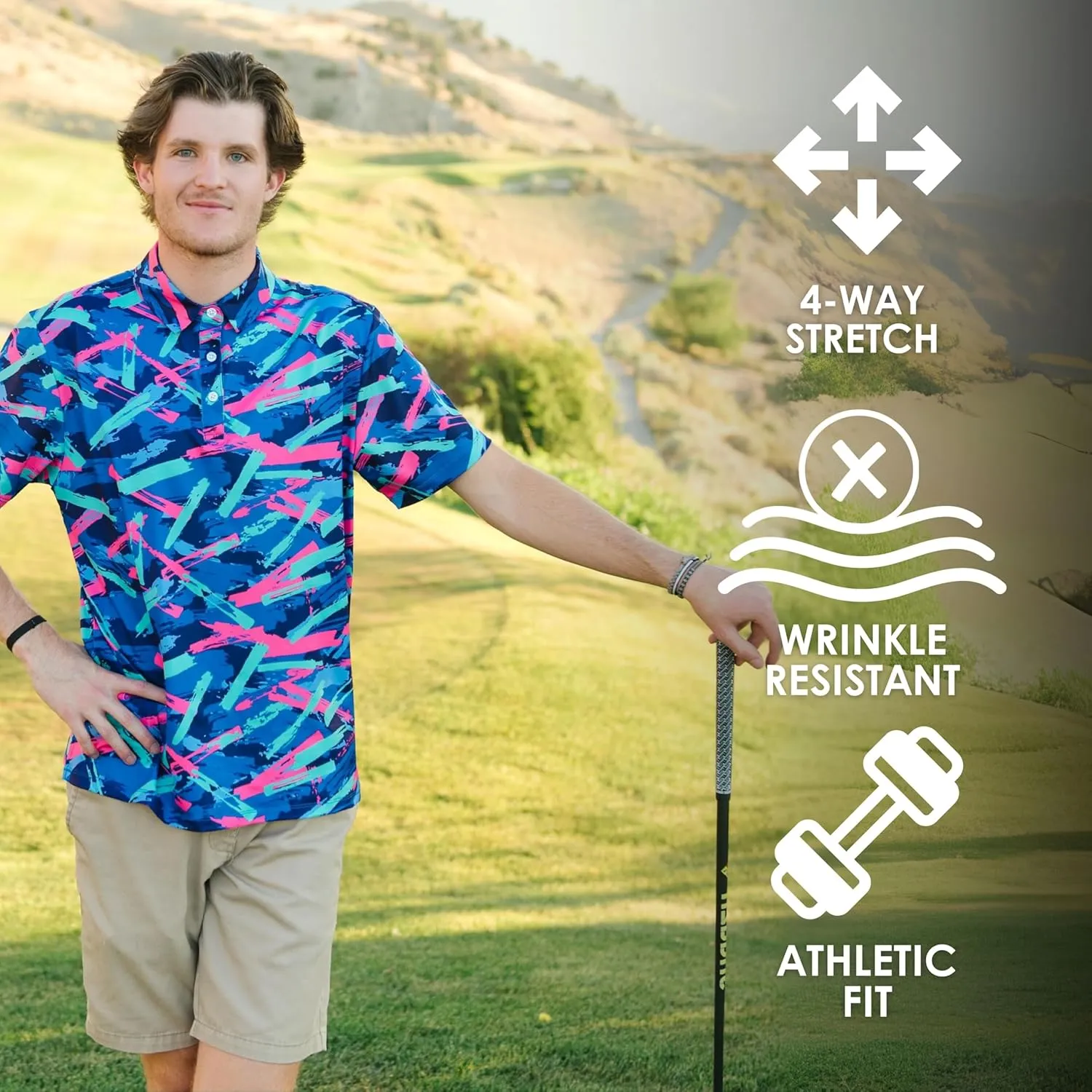 YATTA GOLF - Mens Golf Shirt Moisture Wicking Quick-Dry Short Sleeve - Standout Performance Casual Polo Shirts for Men