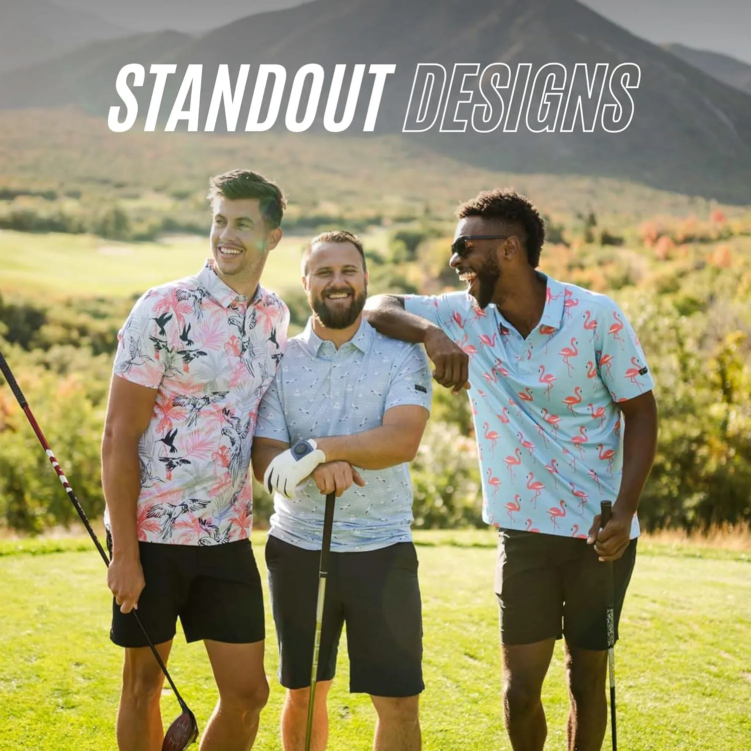 YATTA GOLF - Mens Golf Shirt Moisture Wicking Quick-Dry Short Sleeve - Standout Performance Casual Polo Shirts for Men