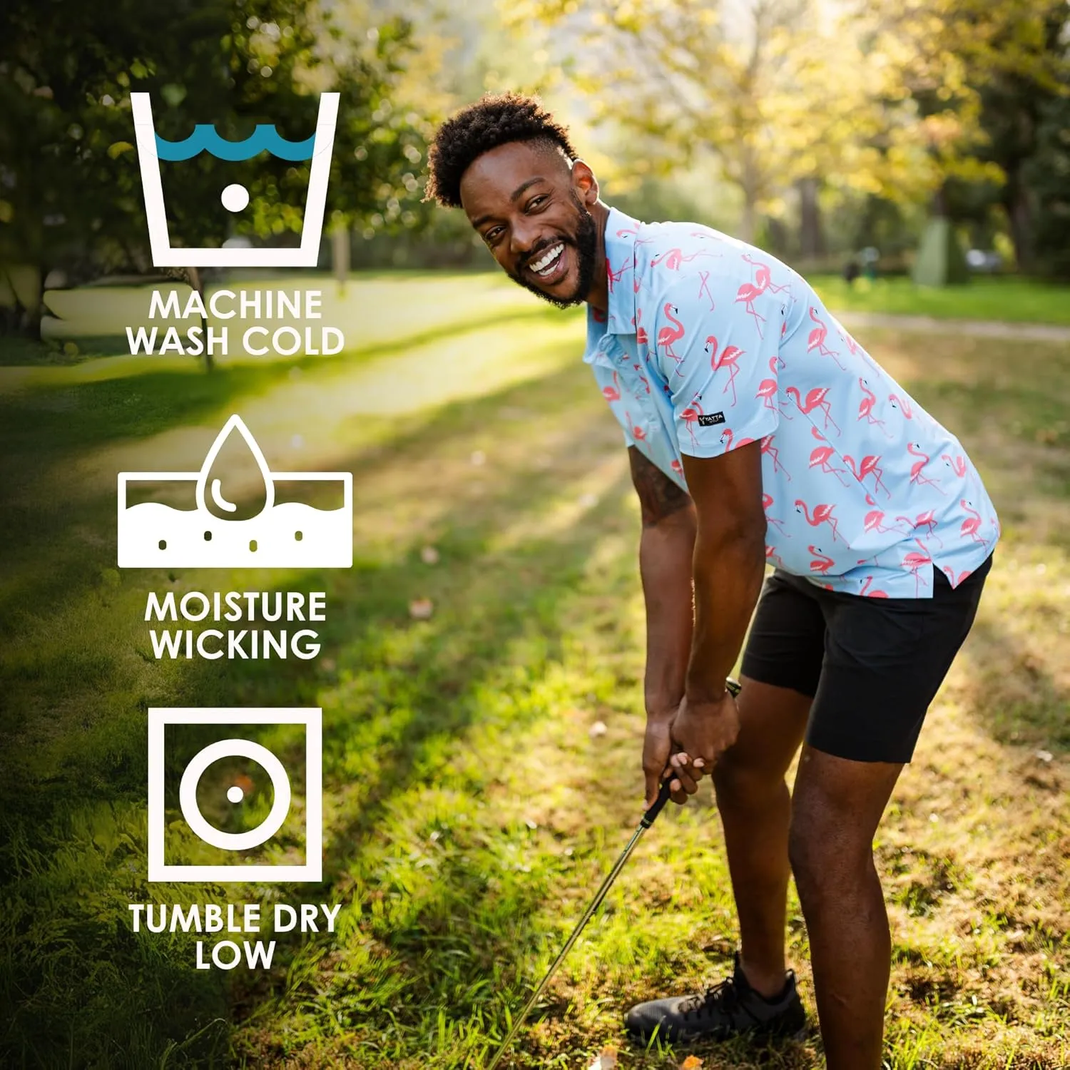 YATTA GOLF - Mens Golf Shirt Moisture Wicking Quick-Dry Short Sleeve - Standout Performance Casual Polo Shirts for Men
