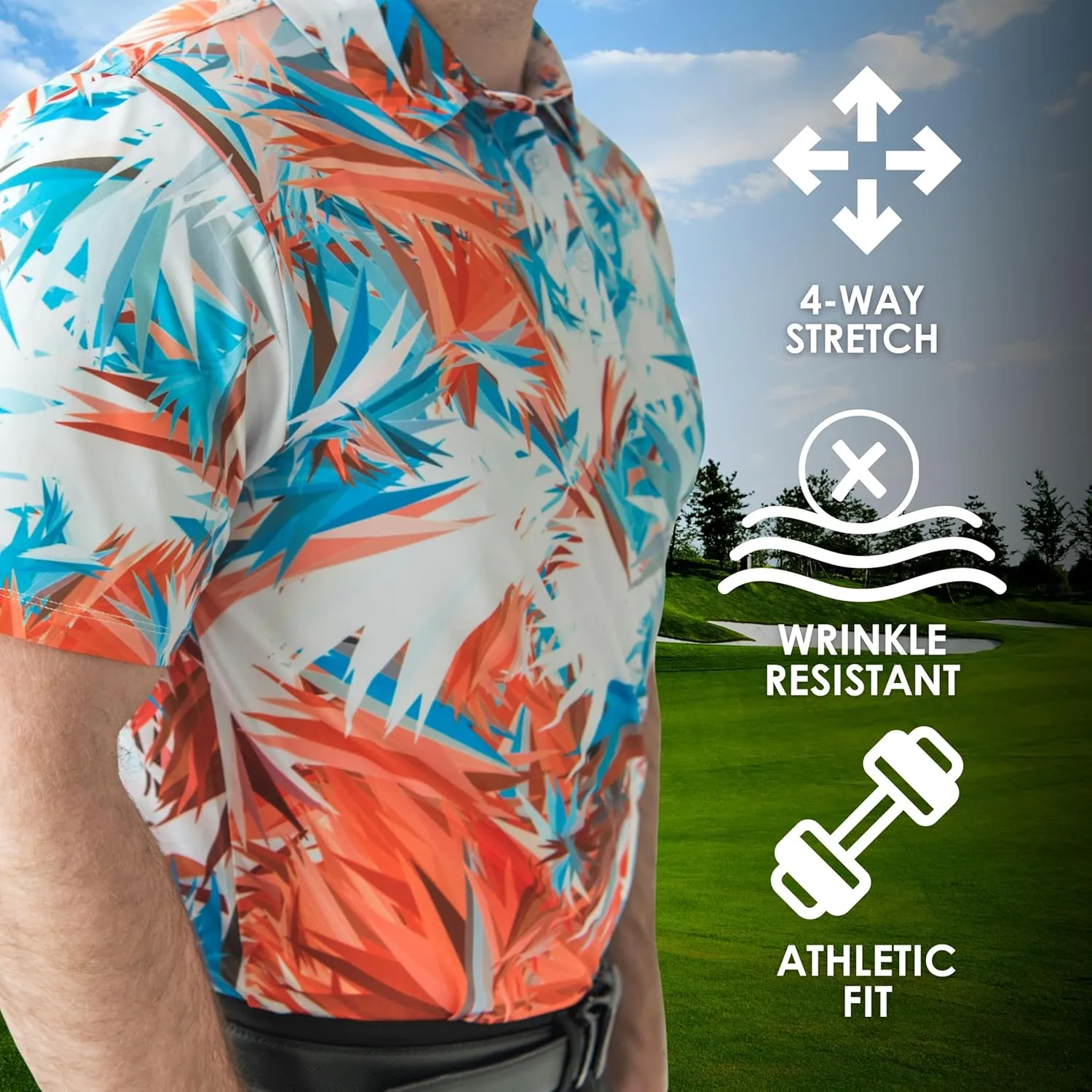 YATTA GOLF - Mens Golf Shirt Moisture Wicking Quick-Dry Short Sleeve - Standout Performance Casual Polo Shirts for Men